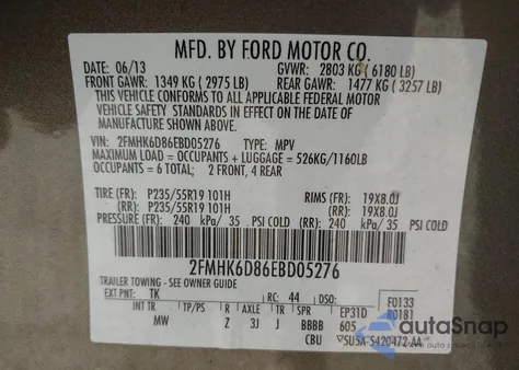 2014 Ford Flex Limited from USA, damaged, VIN 2FMHK6D86EBD05276